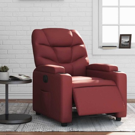 Sillón reclinable eléctrico de cuero sintético rojo tinto en Sillones | Comprar online en Foru.es