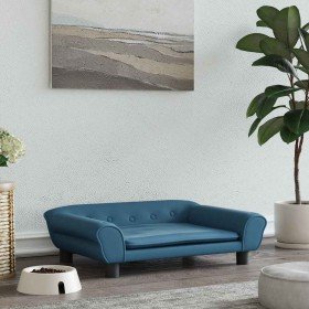 Cama para perros de terciopelo azul 70x48x22 cm en Camas para perros | Comprar online en Foru.es