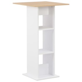 Mesa alta de bar blanco y roble Sonoma 60x60x110 cm de , Mesas de cocina y de comedor - Ref: Foro24-280209, Precio: 86,53 €, ...