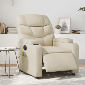 Sillón de masaje reclinable eléctrico cuero sintético crema en Sillones | Comprar online en Foru.es