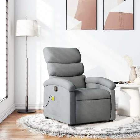 Sillón reclinable de masaje de tela gris claro de , Sillones - Ref: Foro24-371701, Precio: 203,66 €, Descuento: %