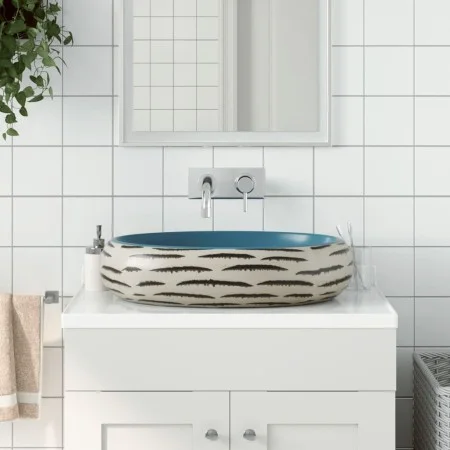 Mehrfarbiges ovales Aufsatzwaschbecken aus Keramik, 59 x 40 x 15 cm von , Sinkt - Ref: Foro24-155085, Preis: 149,07 €, Rabatt: %
