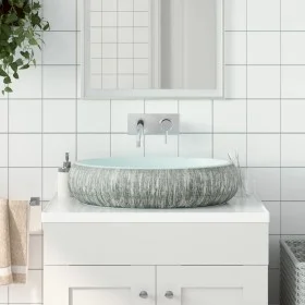 Lavabo sobre encimera ovalado cerámica gris y azul 59x40x15 cm de , Lavabos - Ref: Foro24-155093, Precio: 138,70 €, Descuento: %