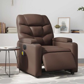 Sillón de masaje reclinable eléctrico cuero sintético marrón en Sillones | Comprar online en Foru.es