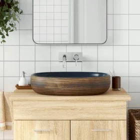 Brown and blue ceramic oval countertop sink 59x40x14cm by , Sinks - Ref: Foro24-155100, Price: 151,90 €, Discount: %