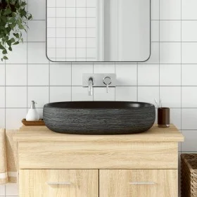 Gray and black ceramic oval countertop sink 59x40x14 cm by , Sinks - Ref: Foro24-155109, Price: 155,21 €, Discount: %