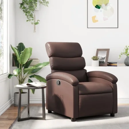 Sillón reclinable de cuero sintético marrón de , Sillones - Ref: Foro24-371715, Precio: 207,85 €, Descuento: %