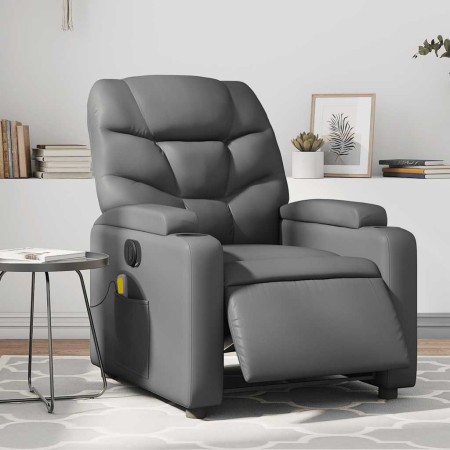 Sillón de masaje reclinable eléctrico cuero sintético gris en Sillones | Comprar online en Foru.es