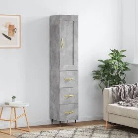 Aparador de madera contrachapada gris hormigón 34,5x34x180 cm de , Aparadores - Ref: Foro24-3200181, Precio: 106,08 €, Descue...
