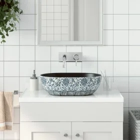 Lavabo sobre encimera ovalado cerámica negro y azul 47x33x13 cm de , Lavabos - Ref: Foro24-155070, Precio: 141,45 €, Descuent...