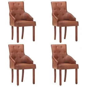 Sillas de comedor 4 unidades cuero auténtico de cabra marrón de , Sillas de comedor - Ref: Foro24-3056697, Precio: 690,87 €, ...