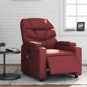 Sillón de masaje reclinable de cuero artificial rojo tinto en Sillones | Comprar online en Foru.es