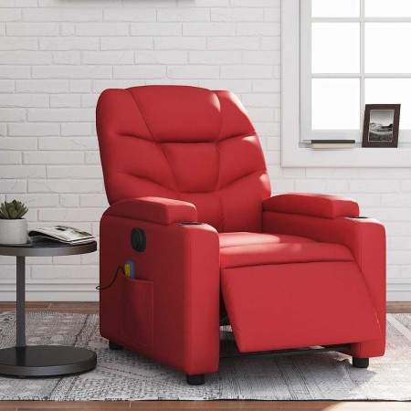 Sillón de masaje reclinable eléctrico de cuero artificial rojo en Sillones | Comprar online en Foru.es