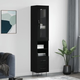 Aparador de madera contrachapada negro 34,5x34x180 cm de , Aparadores - Ref: Foro24-3199330, Precio: 108,43 €, Descuento: %