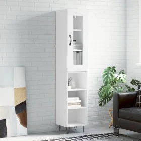 Aparador alto madera contrachapada blanco 34,5x34x180 cm de , Aparadores - Ref: Foro24-3199393, Precio: 89,36 €, Descuento: %