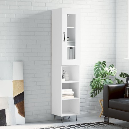 Aparador alto madera contrachapada blanco 34,5x34x180 cm de , Aparadores - Ref: Foro24-3199393, Precio: 90,45 €, Descuento: %