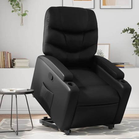 Sillón reclinable elevable cuero artificial negro en Sillones | Comprar online en Foru.es