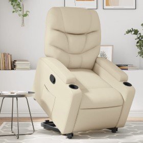 Sillón reclinable elevable cuero artificial color crema en Sillones | Comprar online en Foru.es