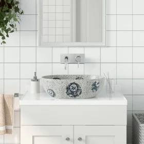 Lavabo sobre encimera ovalado cerámica gris y azul 47x33x13 cm by , Sinks - Ref: Foro24-155067, Price: 127,86 €, Discount: %