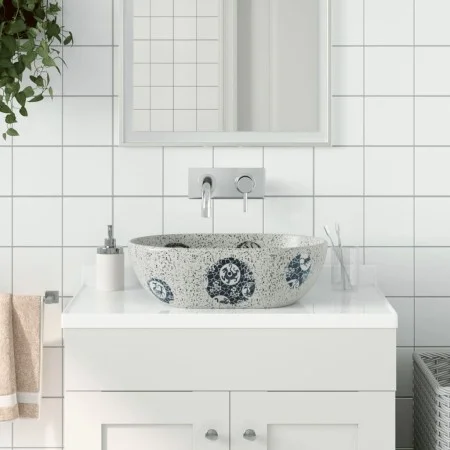 Lavabo sobre encimera ovalado cerámica gris y azul 47x33x13 cm by , Sinks - Ref: Foro24-155067, Price: 127,86 €, Discount: %
