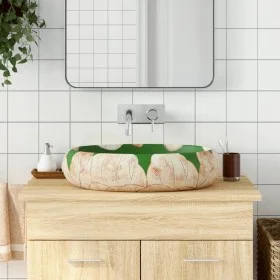 Lavabo sobre encimera ovalado cerámica verde marrón 59x40x15 cm de , Lavabos - Ref: Foro24-155086, Precio: 150,21 €, Descuent...