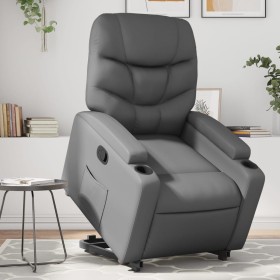 Sillón reclinable elevable cuero artificial gris en Sillones | Comprar online en Foru.es