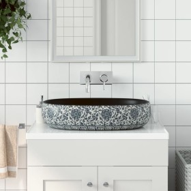 Lavabo sobre encimera ovalado cerámica negro y azul 59x40x14 cm de , Lavabos - Ref: Foro24-155115, Precio: 161,57 €, Descuent...