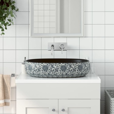 Lavabo sobre encimera ovalado cerámica negro y azul 59x40x14 cm de , Lavabos - Ref: Foro24-155115, Precio: 161,57 €, Descuent...