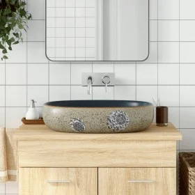 Ovale Aufsatzwaschbecken aus Sand- und Blaukeramik 59x40x14 cm. von , Sinkt - Ref: Foro24-155103, Preis: 146,11 €, Rabatt: %