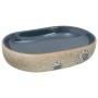 Lavabo sobre encimera ovalado arena y azul cerámica 59x40x14 cm de , Lavabos - Ref: Foro24-155103, Precio: 148,58 €, Descuent...