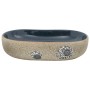Lavabo sobre encimera ovalado arena y azul cerámica 59x40x14 cm de , Lavabos - Ref: Foro24-155103, Precio: 148,58 €, Descuent...