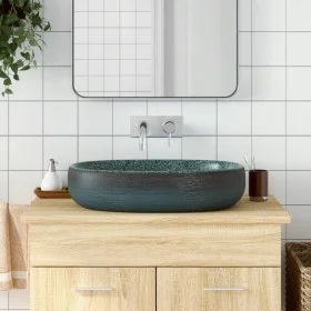 Lavabo sobre encimera ovalado cerámica turquesa 59x40x14 cm by , Sinks - Ref: Foro24-155101, Price: 151,84 €, Discount: %