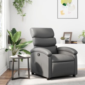 Sillón reclinable de cuero sintético gris de , Sillones - Ref: Foro24-371716, Precio: 197,63 €, Descuento: %
