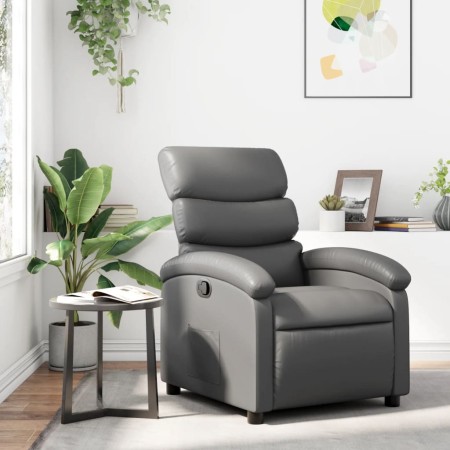Sillón reclinable de cuero sintético gris de , Sillones - Ref: Foro24-371716, Precio: 197,63 €, Descuento: %