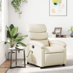 Sillón reclinable de masaje cuero sintético crema de , Sillones - Ref: Foro24-371721, Precio: 249,61 €, Descuento: %