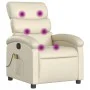 Sillón reclinable de masaje cuero sintético crema de , Sillones - Ref: Foro24-371721, Precio: 202,38 €, Descuento: %