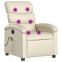 Sillón reclinable de masaje cuero sintético crema de , Sillones - Ref: Foro24-371721, Precio: 249,61 €, Descuento: %