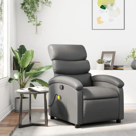Sillón de masaje reclinable cuero sintético gris de , Sillones - Ref: Foro24-371723, Precio: 200,15 €, Descuento: %