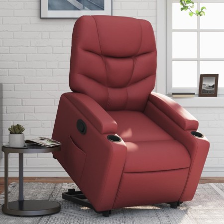 Sillón reclinable elevable cuero artificial rojo tinto en Sillones | Comprar online en Foru.es