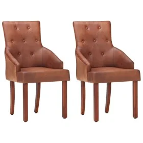 Sillas de comedor 2 unidades cuero de cabra auténtico marrón de , Sillas de comedor - Ref: Foro24-288289, Precio: 346,98 €, D...