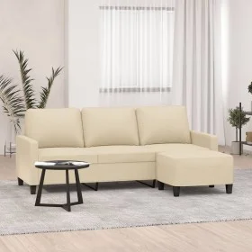 Sofá de 3 plazas con taburete de tela crema 180 cm de , Sofás - Ref: Foro24-3201039, Precio: 308,61 €, Descuento: %