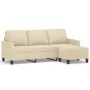 Sofá de 3 plazas con taburete de tela crema 180 cm de , Sofás - Ref: Foro24-3201039, Precio: 308,61 €, Descuento: %