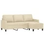 Sofá de 3 plazas con taburete de tela crema 180 cm de , Sofás - Ref: Foro24-3201039, Precio: 308,61 €, Descuento: %