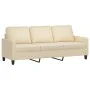 Sofá de 3 plazas con taburete de tela crema 180 cm de , Sofás - Ref: Foro24-3201039, Precio: 308,61 €, Descuento: %