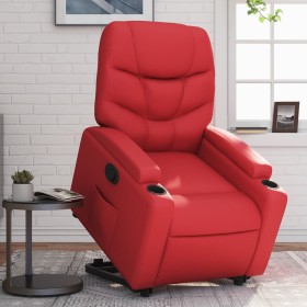 Sillón reclinable elevable cuero artificial rojo en Sillones | Comprar online en Foru.es