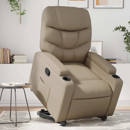 Sillón reclinable elevable cuero artificial color capuchino en Sillones | Comprar online en Foru.es