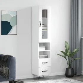 Aparador alto madera contrachapada blanco 34,5x34x180 cm de , Aparadores - Ref: Foro24-3199329, Precio: 107,67 €, Descuento: %