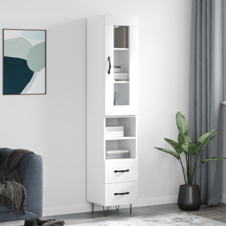 Aparador alto madera contrachapada blanco 34,5x34x180 cm de , Aparadores - Ref: Foro24-3199329, Precio: 108,98 €, Descuento: %