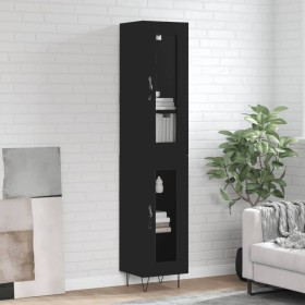 Aparador de madera contrachapada negro 34,5x34x180 cm de , Aparadores - Ref: Foro24-3199458, Precio: 100,84 €, Descuento: %
