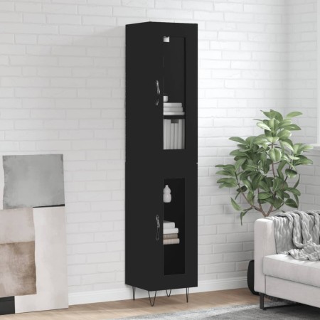 Aparador de madera contrachapada negro 34,5x34x180 cm de , Aparadores - Ref: Foro24-3199458, Precio: 100,84 €, Descuento: %